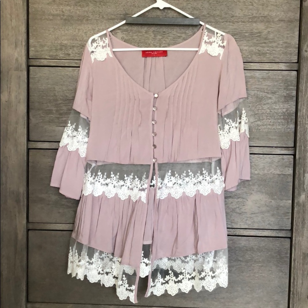 Mauve lace blouse
